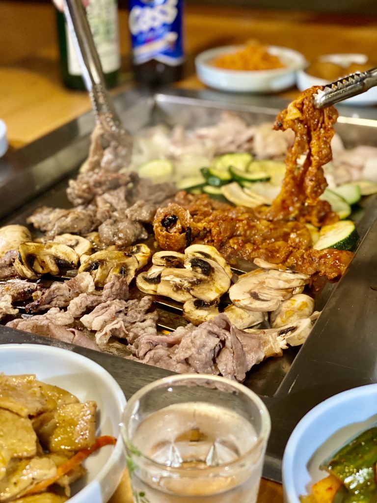 Korean BBQ dishes at Cham Garden
